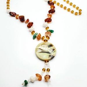 STUNNING amber tourmaline agate crystals necklace